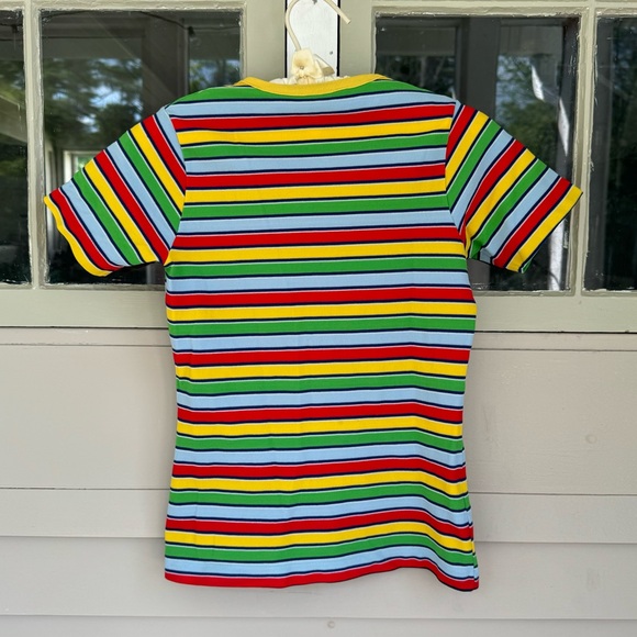 70s Rainbow Ringer polyester tee- XS - Picture 5 of 7